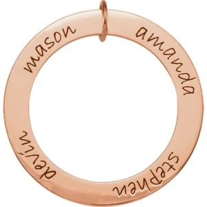 Forever Loop 1,5 Zoll Anhänger posh 14K Rosegelb oder Weißgold gravierbar - Bild 1 von 12