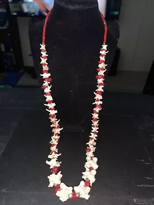 Necklace Snake Vertebrae Red Turquoise With Red Beads And Silver Beads - Picture 1 of 1