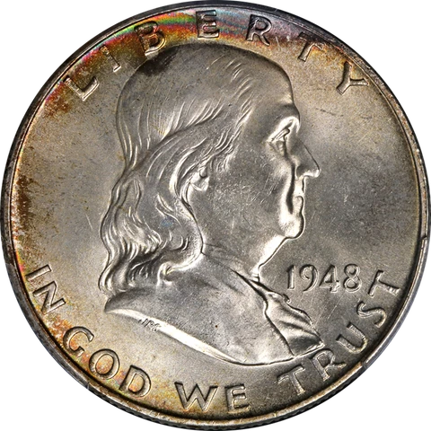 1948-P Franklin Half Dollar PCGS MS66 FBL Superb Eye Appeal Strong Strike Cover