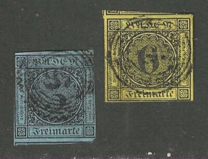 SELLOS BADEN #8-9-- 3kr y 6kr -- 1853 -- USADOS - Imagen 1 de 2