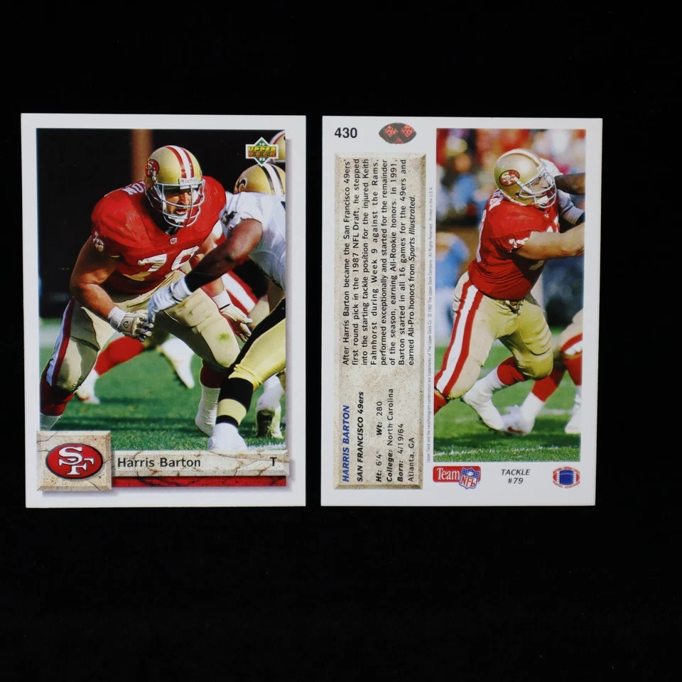 1992 Harris Barton San Francisco 49ers Upper Deck  #430 - Image 1 of 1