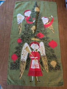 Vintage Fallani & Cohn Christmas Dishcloth- Towel- Angels In A Tree~15" x 27" - Picture 1 of 6