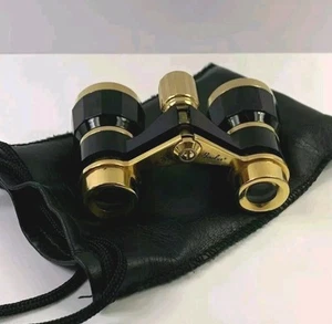 Binolux Black and Brass Elegant Opera Glasses Mini Binoculars 3x2.5 3 3/4" - Picture 1 of 12