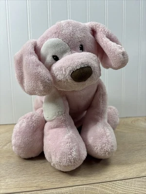 Juguete de peluche suave de terciopelo sentado Baby Gund SPUNKY rosa blanco cachorro perro 12” Foto 1 de 4