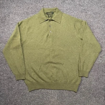 Suéter Daniel Bishop Bosque Cuello Verde 3 Botones Cachemira Talla Mediana Z4 Foto 1 de 4