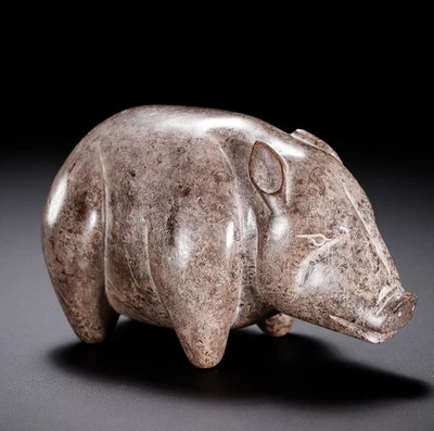 Estatuilla de cerdo de jade hetiano de la dinastía Han antigua china de 9,9 cm Foto 1 de 4