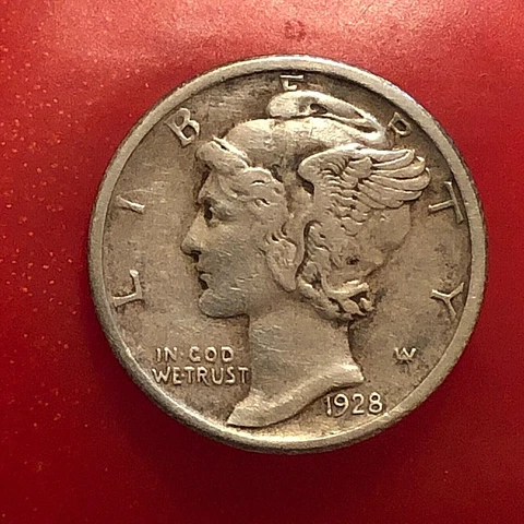 1928-S  ** MERCURY DIME ** 10C  Extra Fine FS 501 Large S mint mark Cover