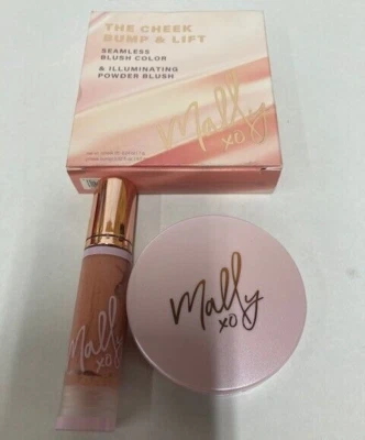 Rubor en polvo iluminador y color rubor sin costuras Mally The Cheek Bump&Lift, melocotón Foto 1 de 4
