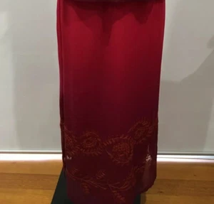 Stitches Designer Vintage Brick Red & Orange Embroidery Skirt Size 12 - Picture 1 of 4