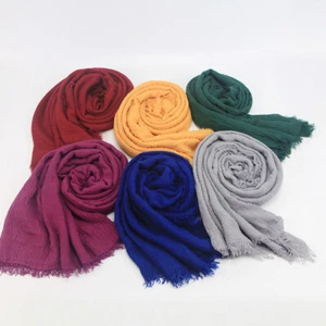 Women Cotton Linen Scarf Long Shawl Hijab Muslim Scarves Wrap Warm Headscarf - Picture 1 of 51