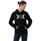 White Triple Moon Goddess Wiccan Pagan Symbol Unisex Hoodie Sweatshirt