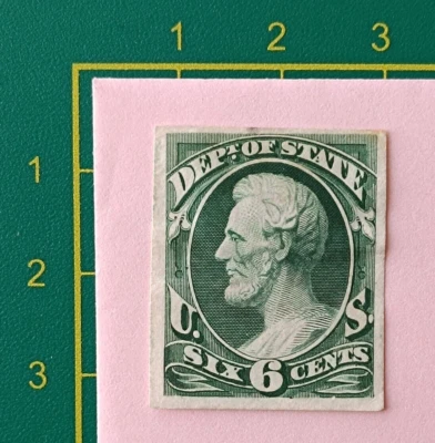 US Stamps, Official Stamp #O60, Dept. of State 6c, Mint proof on Card, VF - Image 1 of 4