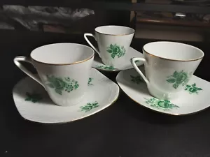 3 TAZZE DA CAFFE ANNI 60-70 IN PORCELLANA FILO ORO MADE IN POLAND CON RELATIVI P - Foto 1 di 12