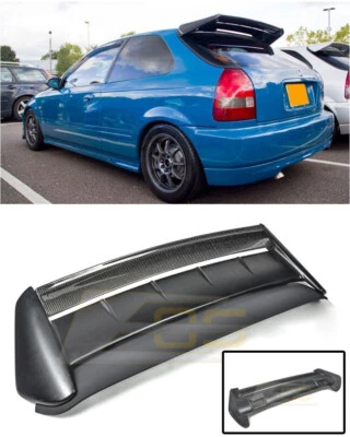 适用于 96-00 Civic Hatchback SEEKER V2 风格碳纤维后屋顶翼锅炉 — 第 1/4 张图片