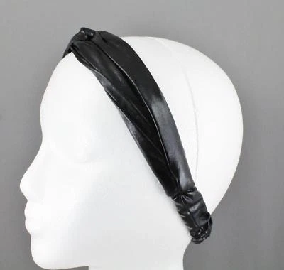 Brillante Negro Lamé Cojo Turbante Twist Elástico Diadema Tela Crunch Turband Foto 1 de 4