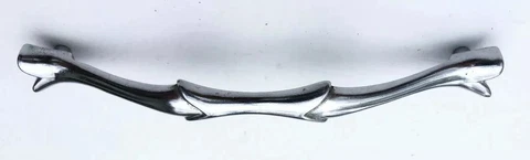 Chrome MidCentury Modern Deco Hardware Cabinet Handle Drawer Pull 5 3/4"center Cover