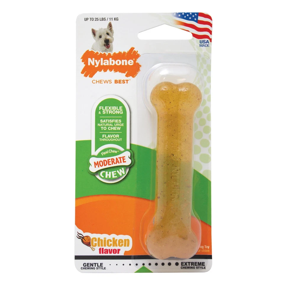 Nylabone FlexiChew Dental Bone Regular Size  Chicken Flavored Toy for Dogs - Image 1 of 1