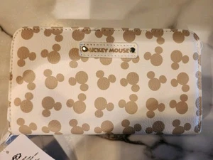 NEW Aldi Disney Collab Wallet Wristlet Cream & Tan Mickey Mouse Detachable Strap - Picture 1 of 3