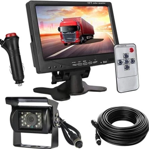 12-24V 4Pin Caravan RV Truck IR Waterproof Reverse Camera 7" Rear View Monitor - Picture 1 of 24