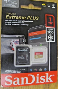 CARTE MICROSDXC NEUVE SCELLÉE EN USINE SANDISK EXTREME PLUS 1 To 4K V30 A2 livraison gratuite - Photo 1 sur 3