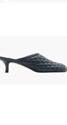 Nuevo con etiquetas Burberry Kitten Tacón Azul Marino Acolchado Logo EKD Mules Slip Ons 39 Foto 1 de 4