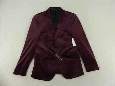 J Ferrar Sport Coat Mens 38 Short Slim Burgundy Merlot Velvet Evening Edition - Image 1 of 4