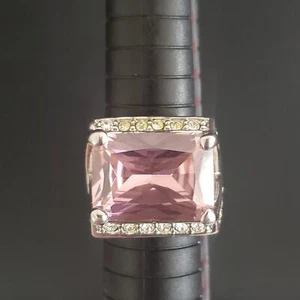 Nolan Miller Glamour Collection Pink Cubic Zirconia Ring Silver Plate Size 8 - Picture 1 of 10
