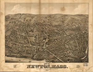 Vintage Map of Newton, Massachusetts with Framing Option - Picture 1 of 3