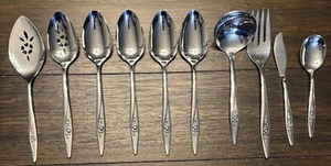 10 Pieces Oneidacraft Deluxe Stainless LASTING ROSE Serving Utensils - Picture 1 of 10