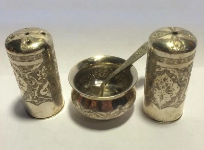 Auténtico Juego de 84 Saleros de Pimienta de Plata Rusa/Persa, Bodega de Sal, Cuchara Foto 1 de 4