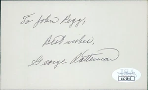 George Ratterman Cleveland Browns Signed 3x5 Index Card JSA Authenticated - Picture 1 of 2