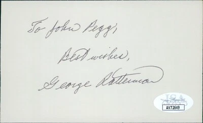 George Ratterman Cleveland Browns Signed 3x5 Index Card JSA Authenticated - Image 1 of 2
