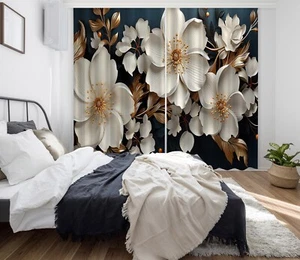 3D Kostbare Weiße Blumen H6145 Foto Blockout Vorhang Stoff Fenster Erin 2023 - Picture 1 of 7