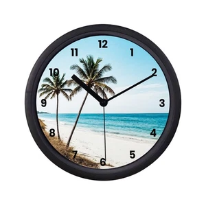 Sandy Beach with Palm Trees Wall Clock Tropical Beach House Decor - Picture 1 of 3