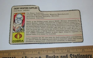 1983 GI JOE COBRA DESTRO FILE CARD “COBRA VERSION” HTF🔥 - Bild 1 von 2
