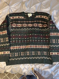 Vintage Eddie Bauer 100% Wool Multi Color Sweater Size Large Coogi Style Heavy - Picture 1 of 8
