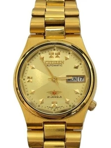 CITIZEN 4-S31535 Vintage Day Date Gold Dial 21 Jewels Automatik Herrenuhr - Bild 1 von 5