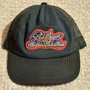 De colección 1982 Bob Seger & The Silver Bullet Band Negro Snapback Camionero Malla Sombrero RARO - Imagen 1 de 6