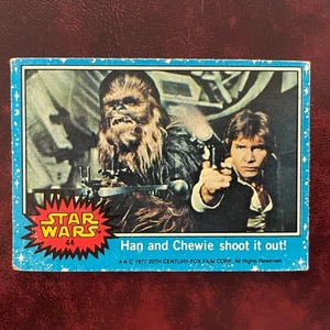 1977 Topps STAR WARS Blue Set HAN AND CHEWIE SHOOT IT OUT! #44** - VG-EX - Imagen 1 de 2