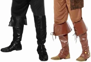 Fundas para botas piratas negras y marrones para adultos accesorio de disfraz Día Mundial del Libro - Imagen 1 de 3