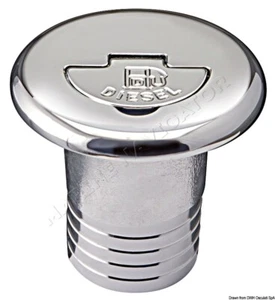 Chromed brass filler cap straight DIESEL 50 mm - 1 PZ Osculati 20.666.03 - 2066 - Picture 1 of 2