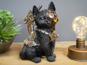 Industrial Style KATZE Steampunk Ornament Metalloptik Resin 29,75£! GRATISVERSAND - Bild 1 von 2