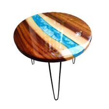 Epoxy Resin Solid Wood Side Table for Living Room, Bedroom and Dining Room