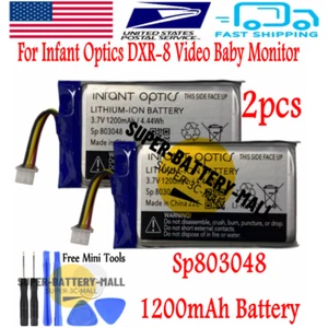 2pcs/Lots 1200mAh Original Battery For Infant Optics DXR-8 Baby Monitor Sp803048 - Picture 1 of 2
