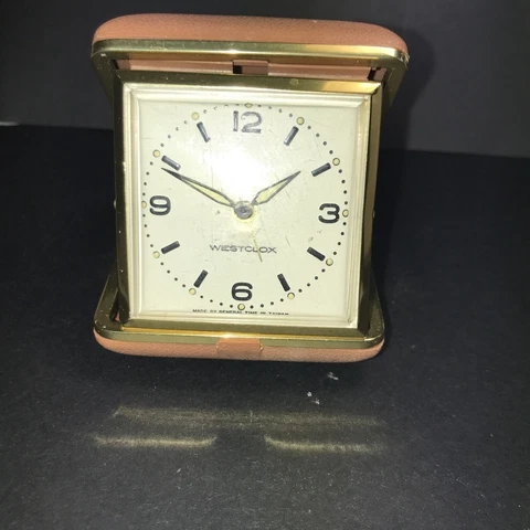 Vintage Retro Westclox Travel Keywound Alarm Luminous Clock Clamshell NEW IN BOX Cover