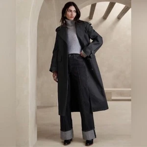Neu mit Etikett! Banana Republic schwarzer zeitloser Trenchcoat - Größe L petite - Bild 1 von 7