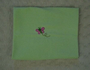 Just One Year by Carter's Butterfly Baby Receiving Blanket Green White Polka Dot - Picture 1 of 7