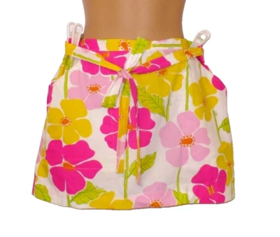 Minifalda envolvente Lilly Pulitzer de colección de la década de 1990 con etiqueta azul marino rosa audaz floral línea A talla 8 Foto 1 de 4