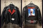 Custom Hand Painted Scorpions Studded Leather Biker Jacket. Size Large.