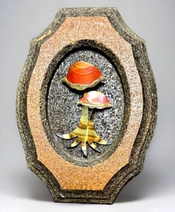 Vintage 70’s Wall Decor 3D Copper Metal Mushroom Pressed Wood Wall Art - Picture 1 of 4